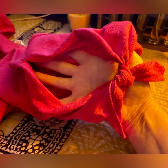 GAP Soft Spun Tie Short Slit Sleeve Swing Dress Slipper Red Size M - Picture 12 of 15